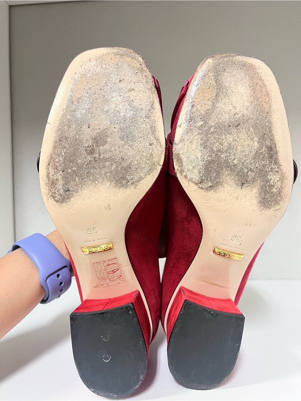 Gucci Red Suede Fringe Loafers with Gold Hardware - Picture 4 of 5